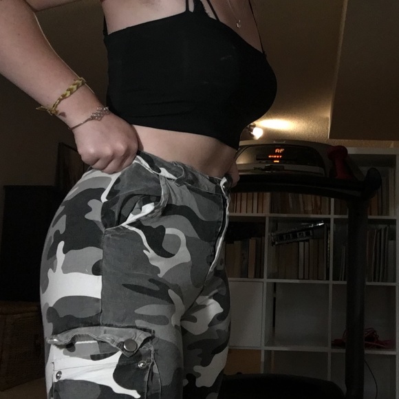 White Camo Cargo Pants - Picture 3 of 6